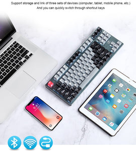 87-key Bluetooth Keyboard Three-mode Mechanical Keyboard for Tablet Phone Computer dark grey ZopiStyle