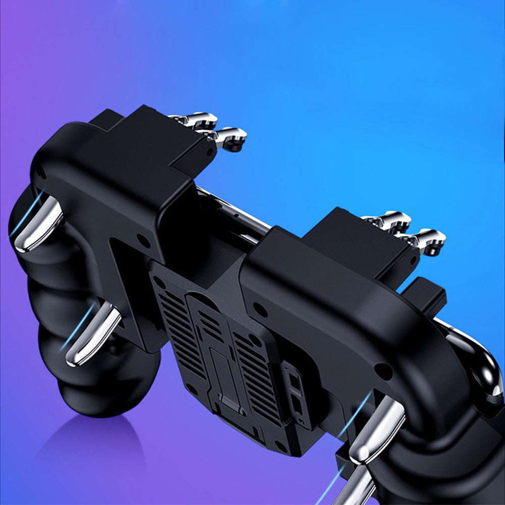 Powerful Six-finger Linkage Metal Key Fan Cooling High Sensitivity Phone Gamepad Bulit in Battery black ZopiStyle