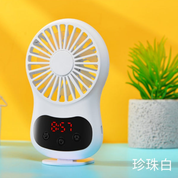 Multifunction Mini USB Fan Clock Travel Cooling Fan with Hanging Rope for Office Outdoor Home white_130*70*20mm ZopiStyle