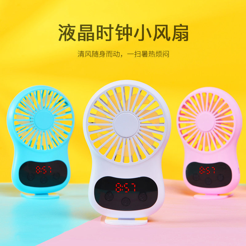 Multifunction Mini USB Fan Clock Travel Cooling Fan with Hanging Rope for Office Outdoor Home white_130*70*20mm ZopiStyle