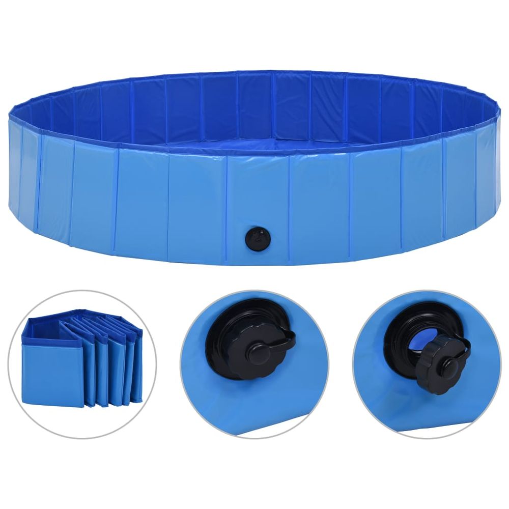 vidaXL Foldable Dog Swimming Pool PVC Animal Pet Supply Red/Blue Multi Sizes vidaXL