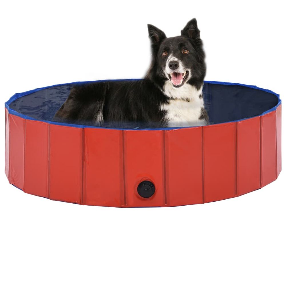 vidaXL Foldable Dog Swimming Pool PVC Animal Pet Supply Red/Blue Multi Sizes vidaXL
