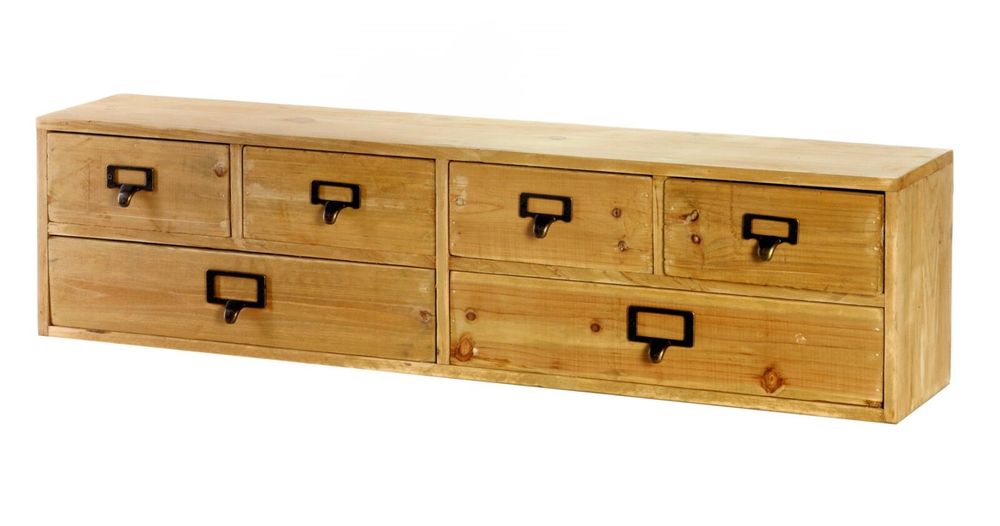 Wide 6 Drawers Wood Storage Organizer 80 x 15 x 20 cm Little Friends