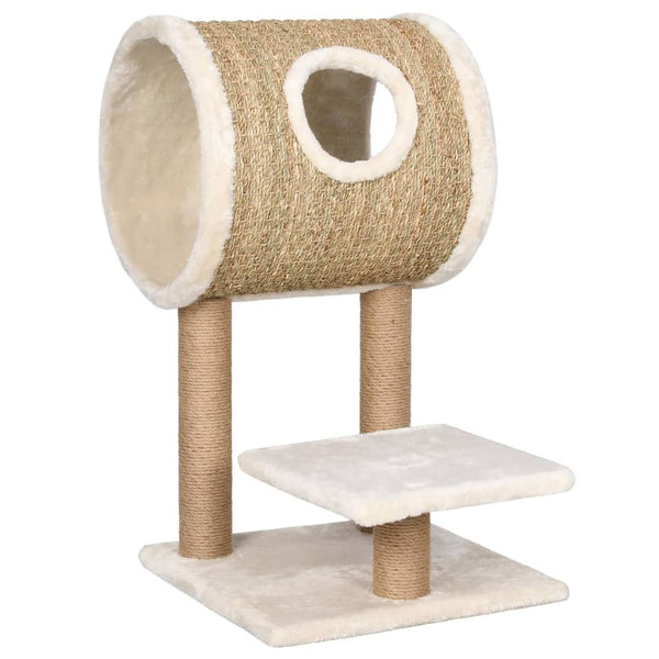 vidaXL Cat Tree with Tunnel and Scratching Post 69 cm Seagrass UK Only vidaXL