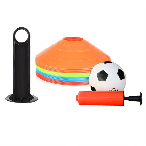 Football Set 25 Plastic Cones W/Rack Inflatable Ball & Pump Doodle