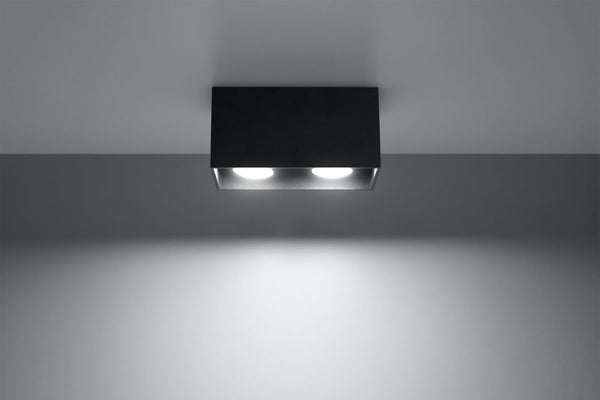 Ceiling Lamp QUAD Black Square Shape Modern Loft Design LED GU10 SOLLUX