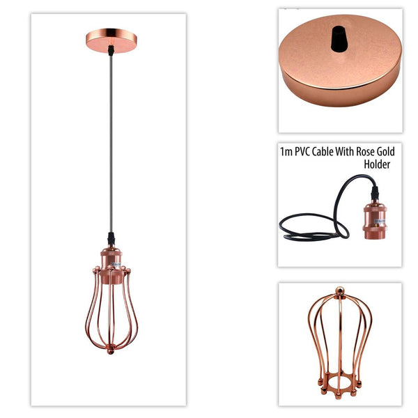 Ceiling Rose Balloon Cage Hanging Pendant Lamp Holder Light Fitting Lighting Kit UK LEDSone