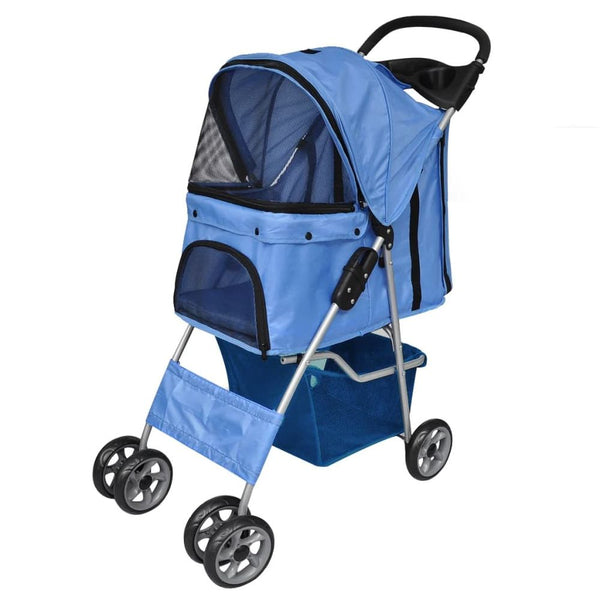 vidaXL Folding Pet Stroller Dog/Cat Travel Carrier Blue vidaXL