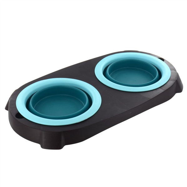Collapsible Pet Bowl with Stand | BY-RT-2804B RT2804 MX-10587 | TURQUOISE Unbranded