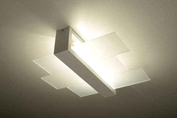 Ceiling Lamp FENIKS 2 White Wood/Glass Modern Lamp Loft Design E27 SOLLUX