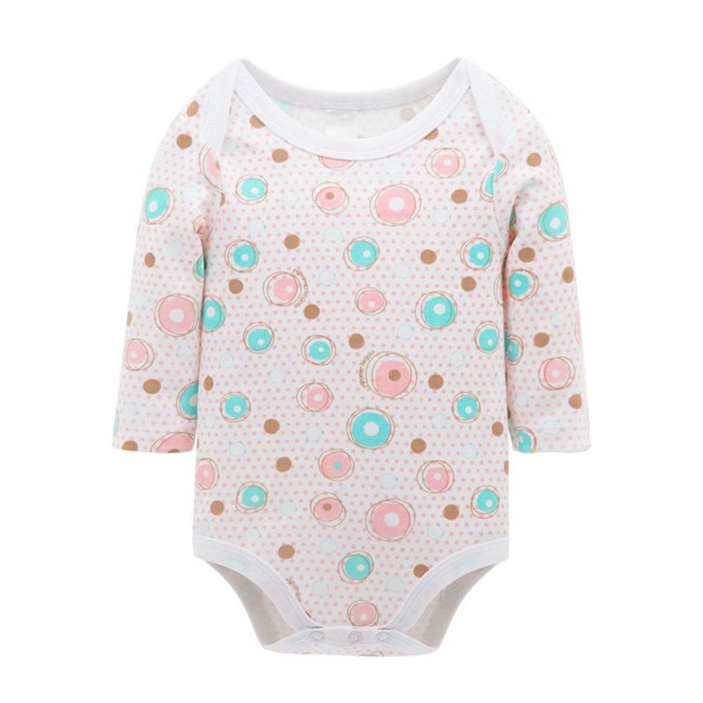 Single Baby Girl's Coloured Circles-Pattern Long Sleeve Vest Bodysuit Romper Dew Bees