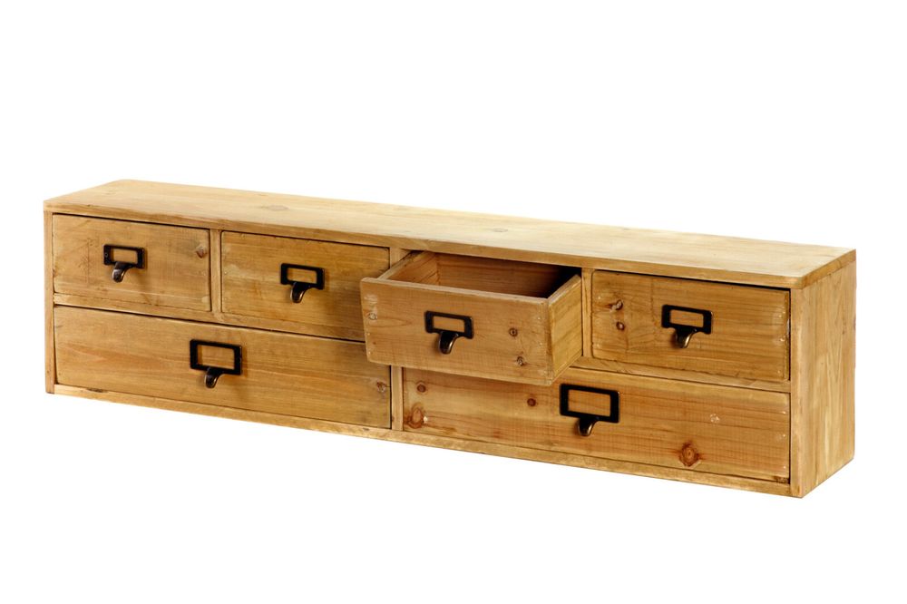 Wide 6 Drawers Wood Storage Organizer 80 x 15 x 20 cm Little Friends