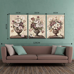 3Pcs/Set Paint Flowers Canvas  Painting Print Wall  Art  Picture Living  Room  Decoration Style One_30x40cm ZopiStyle