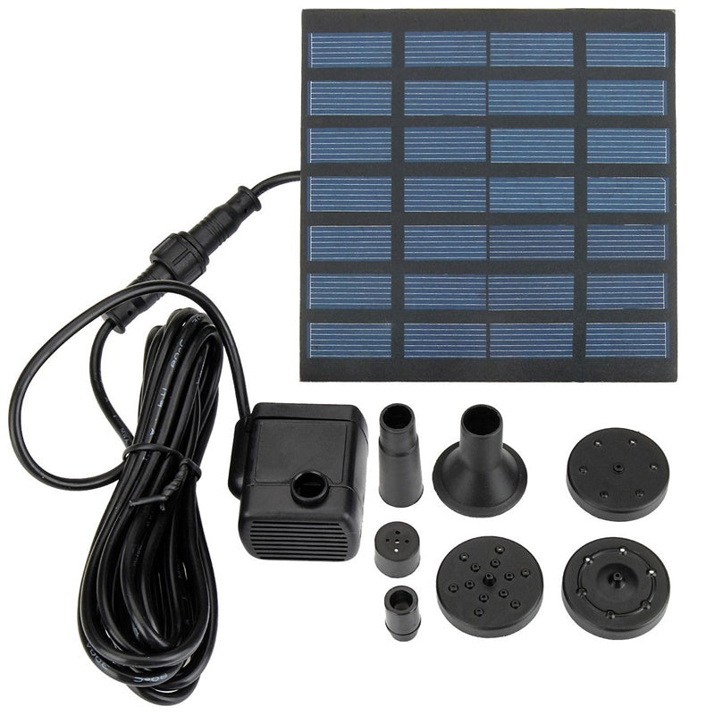 Solar Fountain Free Standing Floating Submersible Solar Water Pump Set with 4 Sprinkler Heads for Swimming Pool Garden black ZopiStyle