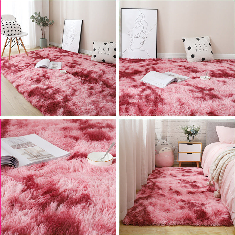 Carpet Tie Dyeing Plush Soft Floor Mat for Living Room Bedroom Anti-slip Rug Khaki_80x160cm ZopiStyle