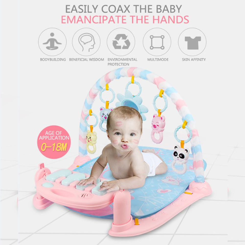 Play Mat Baby Carpet Music Puzzle Mat With Piano Keyboard Educational Rack Toys Infant Fitness Crawling Mat pink ZopiStyle