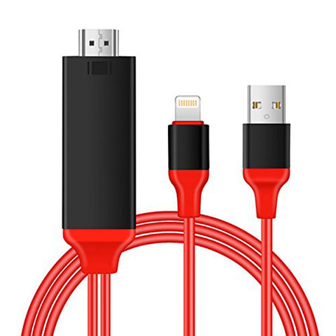 1080P 8-pin to HDMI Cable 8-pin Digital AV to HDMI Adapter for iPhone,iPad,iPod red ZopiStyle