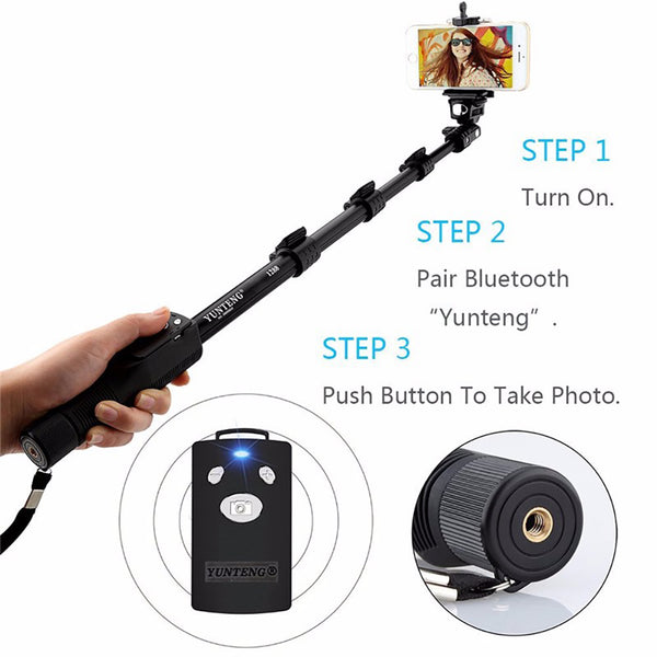 Selfie Sticks Handheld Monopod Phone Holder Bluetooth Shutter for GoPro Camera 1288 ZopiStyle