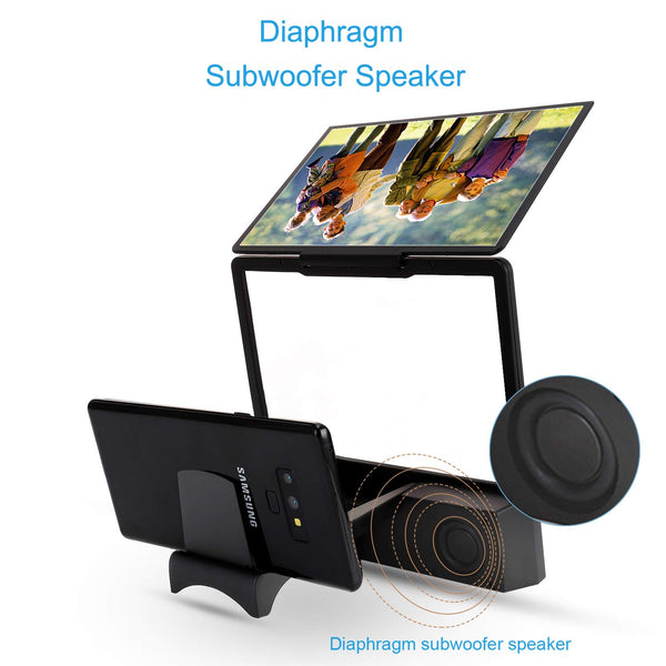 L8 Screen Magnifier 3D Smartphone Movies Amplifier with Bluetooth Speaker HD Protable Phone Video Projector with Foldable Cellphone Stand  black_8.5inch ZopiStyle