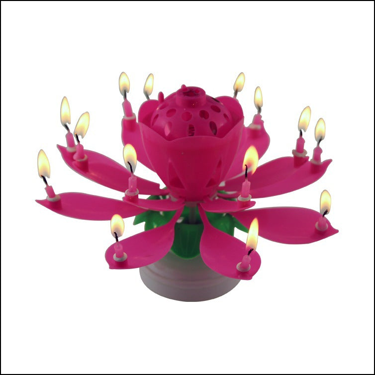 Double Layers Lotus Musical Happy Birthday Candles Romantic Flower Light Cake Kids Party Gifts ZopiStyle