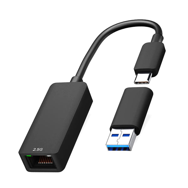 Metal 2-in-1 Type C Usb To 2500m Gigabit Lan Ethernet Cable  Adapter Portable Connector Black ZopiStyle