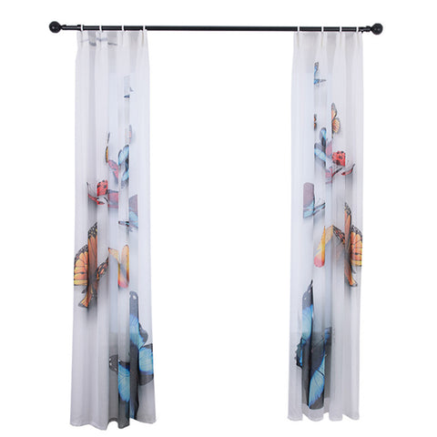 2pcs Butterfly Terry Printing Window Screen for Living Room Decoration Butterfly Terry_W 135CM* H 200CM ZopiStyle