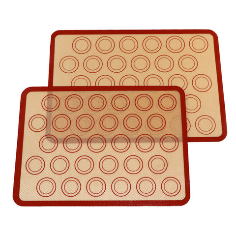 2pcs/pack Silicone Baking  Mat Non-stick Baking Sheet Perfect Baking Pad Cookie Kit Medium (30 circles with red border) 42*29.5 ZopiStyle