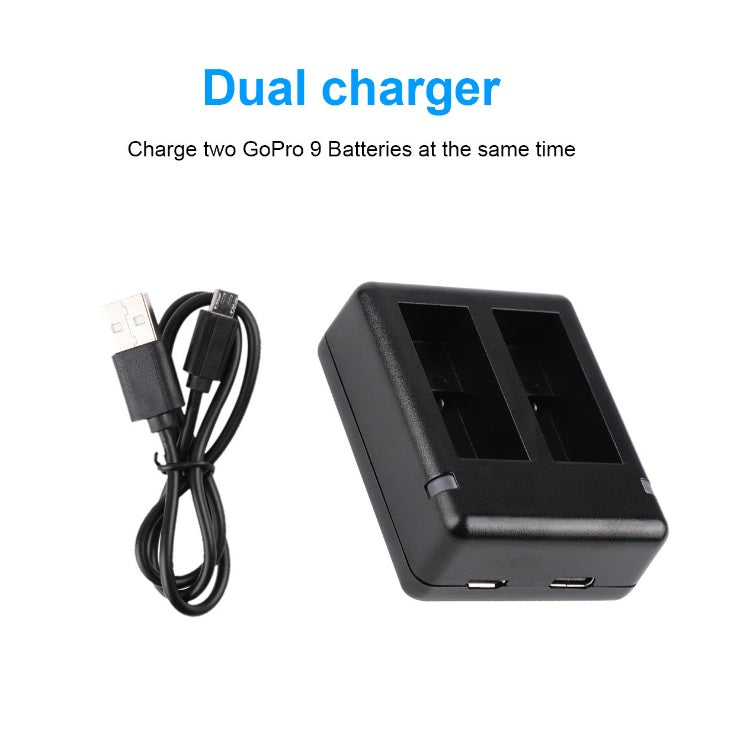 Dual Charger Portable Camera Accessories for GoPro 9 Sports Camera black ZopiStyle