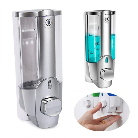 350ml Hand Soap Dispenser Wall Mount Shower Liquid Dispensers Containers with Lock for Bathroom Washroom Soap Dispenser Pump Silver ZopiStyle