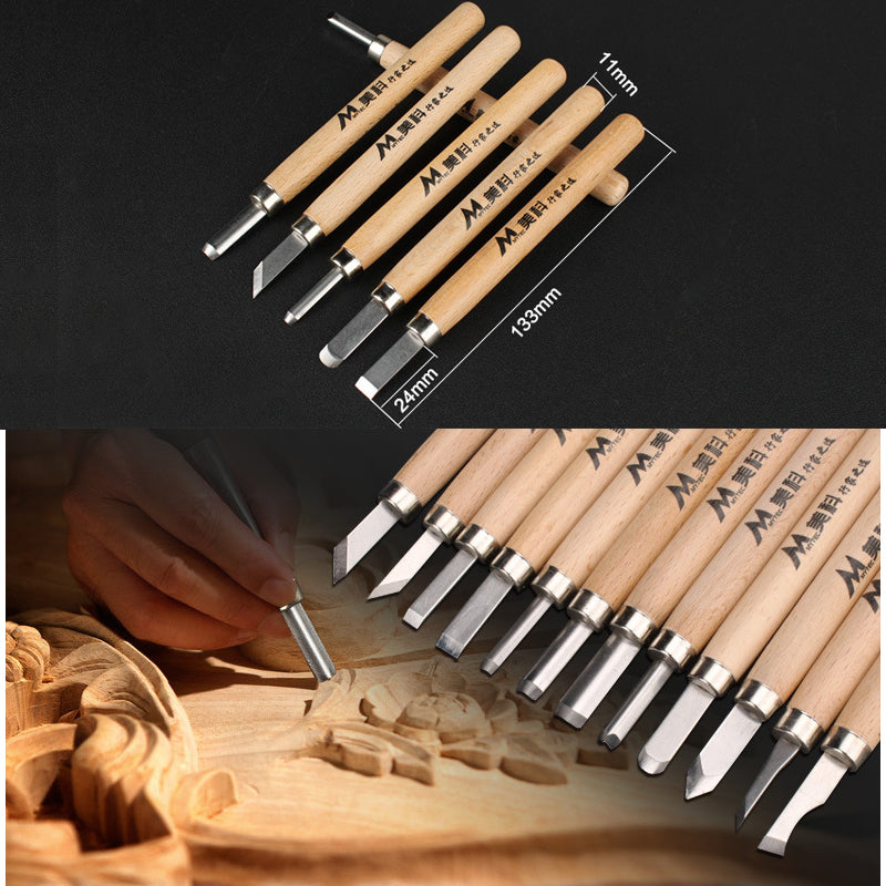 1 Set Wood Carving Chisels Knife Basic Cut Detailed Woodworking Gouges DIY Hand Tools 12 Pcs/box ZopiStyle