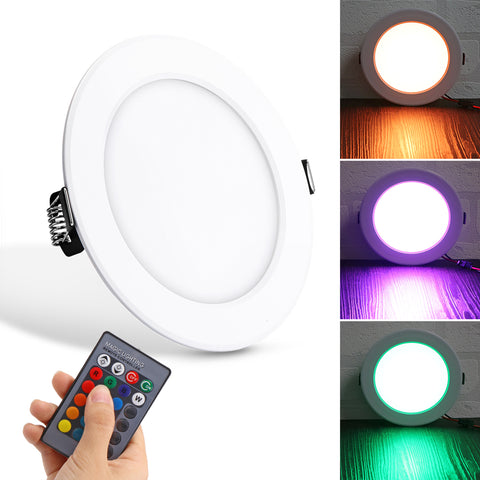 10W RGB Ceiling Lamp 85-265V 7Colors Change Romote Control Downlight 140x140x35mm ZopiStyle