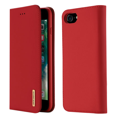 DUX DUCIS For iPhone 7/8 Luxury Genuine Leather Magnetic Flip Cover Full Protective Case with Bracket Card Slot red ZopiStyle