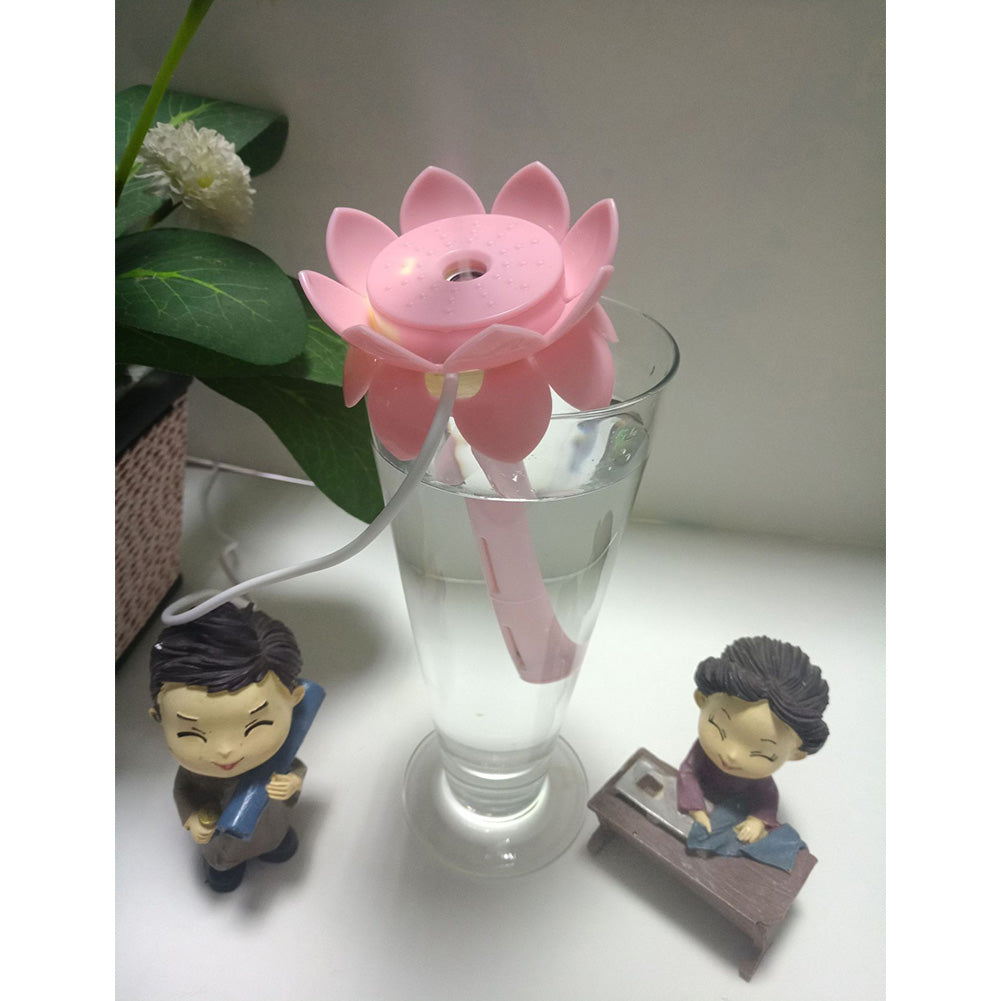 USB Mini Desktop Air Humidifier Portable Silent Water Diffuser for Office Driving Bedroom  lotus throne Pink ZopiStyle