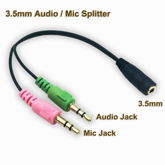 2 In 1 Mobile Phone Computer Headset Adapter Cable Microphone Adapter Cable Male And Female 3.5mm Audio Cable Black ZopiStyle