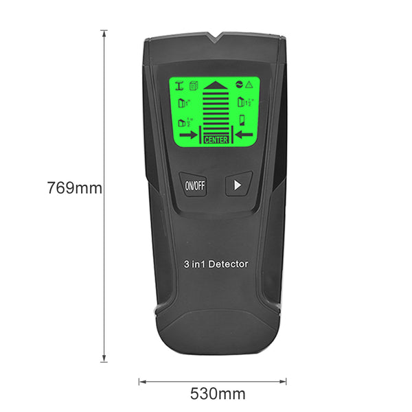 3 in 1 Metal Detector Find Metal Wood Studs AC Voltage Live Wire Detect Wall Scanner Electric Box Finder Wall Detector(Without Battery) Black (LCJ00525) ZopiStyle