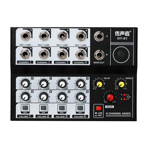 Mini Mixing Audio Sound Mixer 8 Channel Karaoke Microphone Amplifier Console  black ZopiStyle