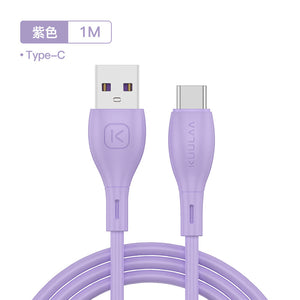1m/2m Tpe Soft Rubber Data  Cable Copper Core Good Toughness For Type-c Device Interface Light purple 1M ZopiStyle