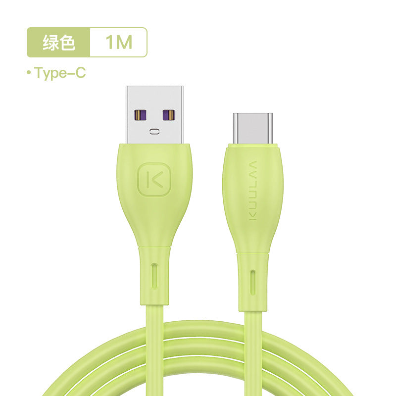 1m/2m Tpe Soft Rubber Data  Cable Copper Core Good Toughness For Type-c Device Interface Green 1M ZopiStyle