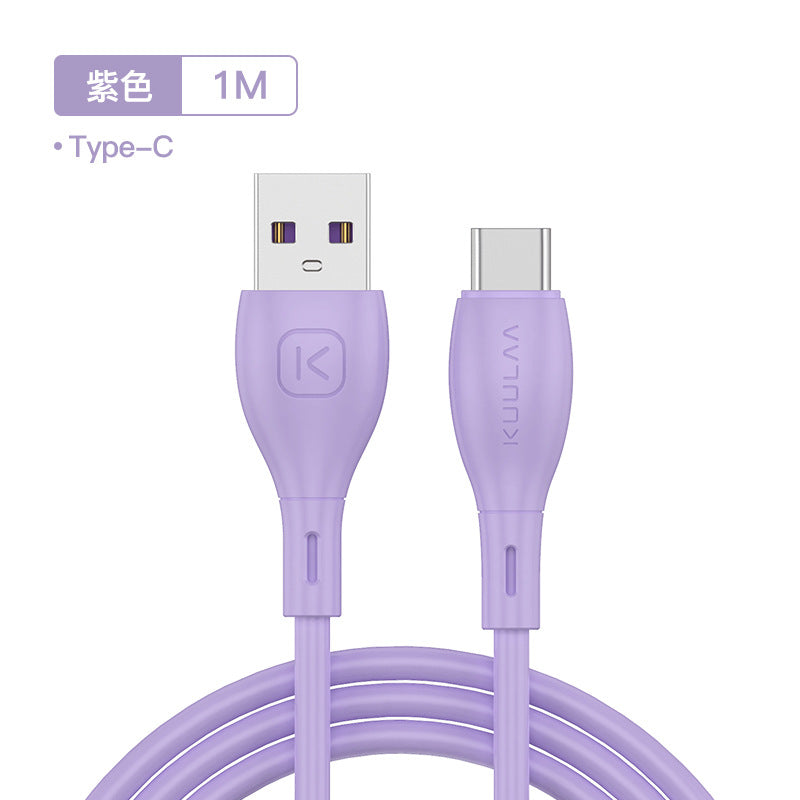 1m/2m Tpe Soft Rubber Data  Cable Copper Core Good Toughness For Type-c Device Interface Light purple 1M ZopiStyle