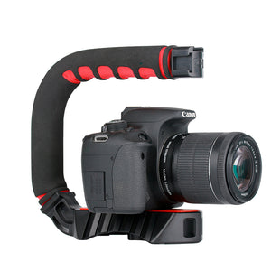 Ulanzi Handheld Pro Video Stabilizer U Shape Rig Triple Hot Shoe Handle Grip for Gopro 7 6  Black red ZopiStyle