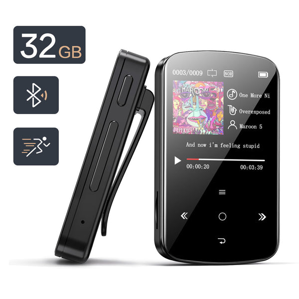 32gb Portable Mini Clip Mp3  Player Bluetooth-compatible 5.0 Music Lossless Hifi Sound Audio Player With Fm Radio Pedometer Function 32GB black ZopiStyle