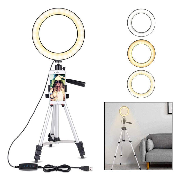 7.9-inch Led Fill Light Dimmable Ring Portable Ring Light with Tripod Silver ZopiStyle