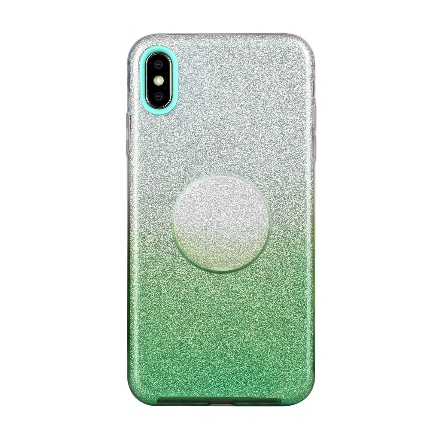 For iphone X/XS/XR/XS MAX/11/11 pro MAX Phone Case Gradient Color Glitter Powder Phone Cover with Airbag Bracket green ZopiStyle
